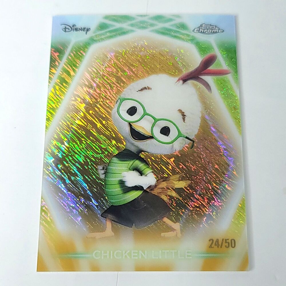 Chicken Little Topps 2026 Disney Neon Gold Shimmer Refractor Limited 24/50
